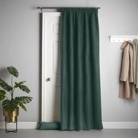 Velvet Chenille Tape Top Door Curtain - Green