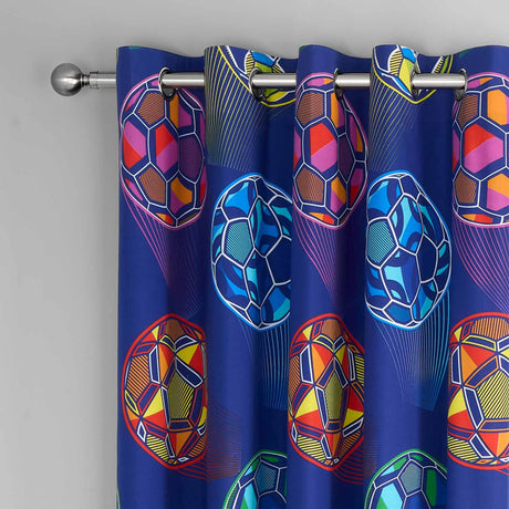 Bright Football Reversible Eyelet Curtains by Catherine Lansfield