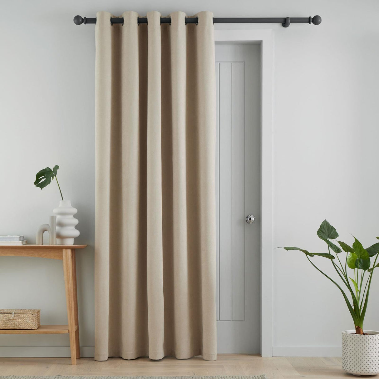 Catherine Lansfield Wilson Blackout Thermal Door Curtain Panel - Natural