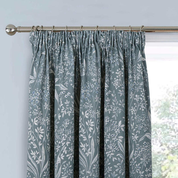 Darcy Botanical Tape Top Curtains Grey - Ideal