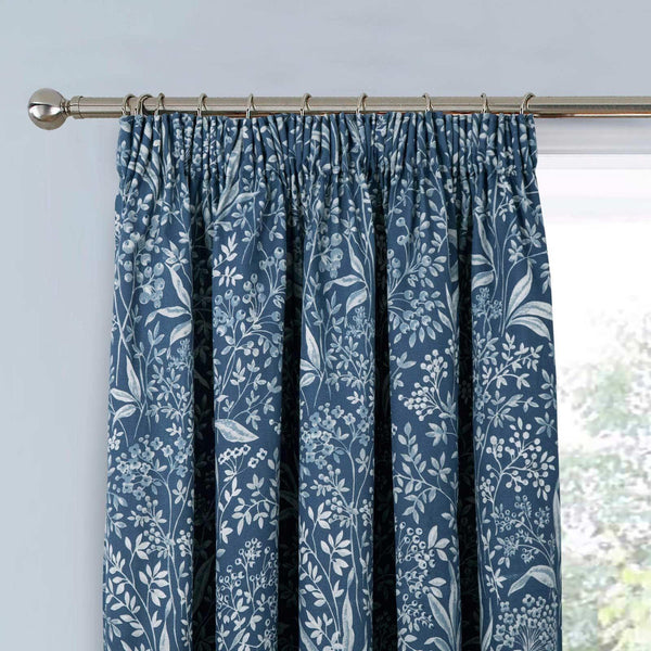 Darcy Botanical Tape Top Curtains Navy - Ideal