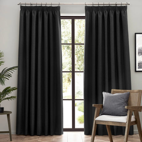Dawn Lined Black Thermal Blackout Pencil Pleat Curtains - additional product view 2