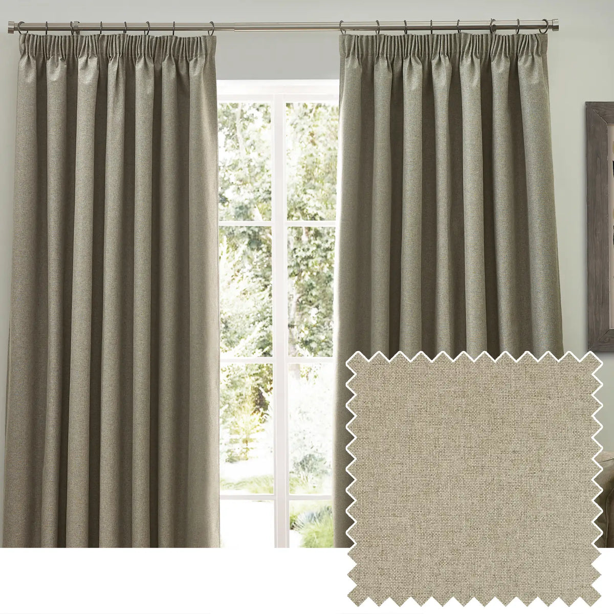 Dawn Lined Natural Thermal Blackout Pencil Pleat Curtains - additional product view 1