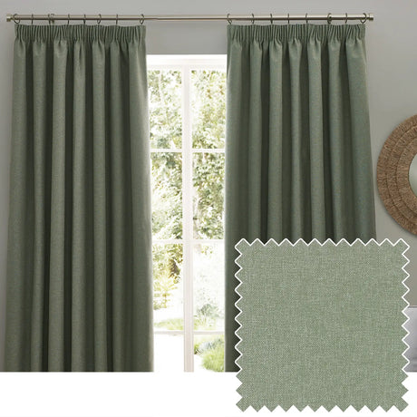 Dawn Lined Eucalyptus Thermal Blackout Pencil Pleat Curtains - additional product view 1
