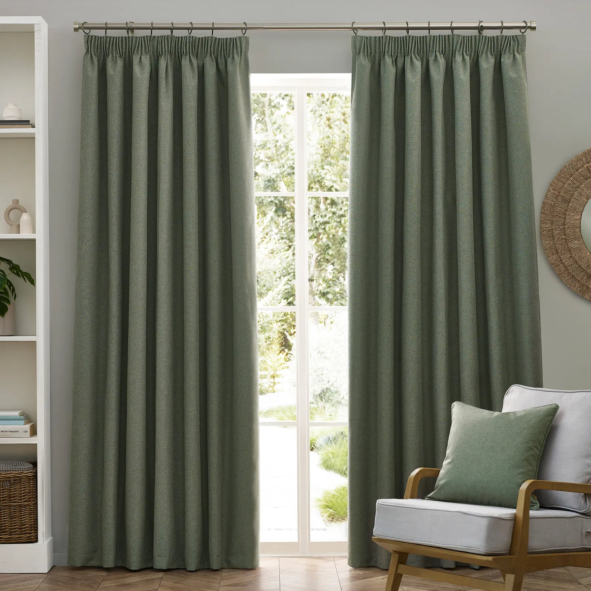 Dawn Lined Eucalyptus Thermal Blackout Pencil Pleat Curtains - additional product view 2
