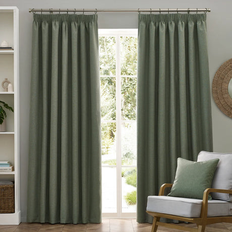 Dawn Lined Eucalyptus Thermal Blackout Pencil Pleat Curtains - additional product view 2