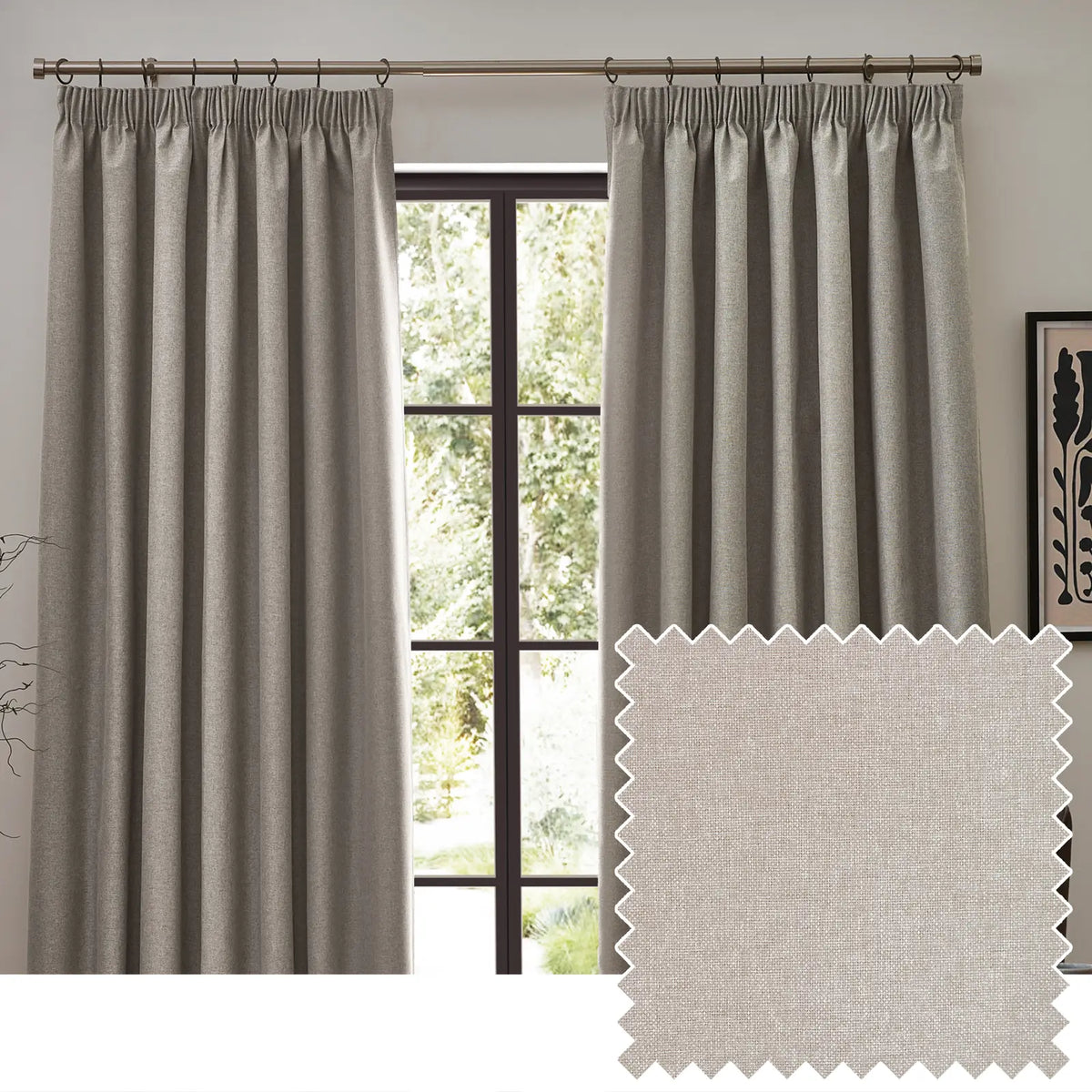 Dawn Lined Linen Thermal Blackout Pencil Pleat Curtains - additional product view 1
