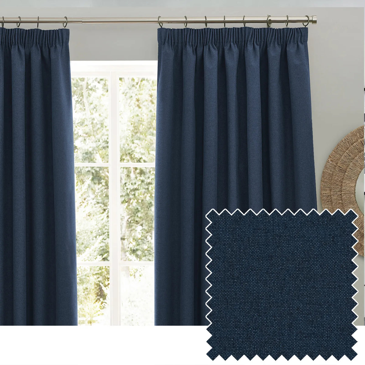 Dawn Lined Midnight Thermal Blackout Pencil Pleat Curtains - additional product view 1
