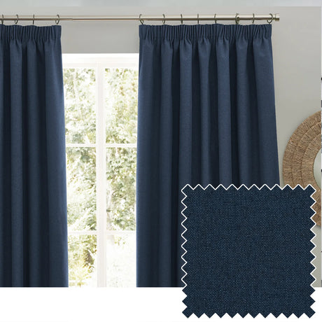 Dawn Lined Midnight Thermal Blackout Pencil Pleat Curtains - additional product view 1