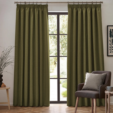 Dawn Lined Olive Thermal Blackout Pencil Pleat Curtains - additional product view 2