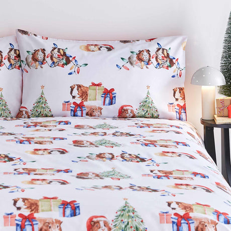 Catherine Lansfield Christmas Guinea Pig Festive Duvet Cover Set 3