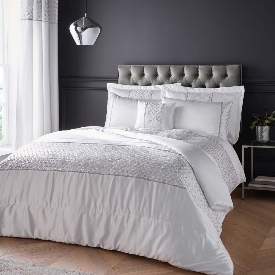 Catherine Lansfield Deco Sequin Embellished Duvet Cover Set