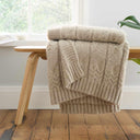 Cable Knit Throw Blanket 150cm x 200cm by Bianca