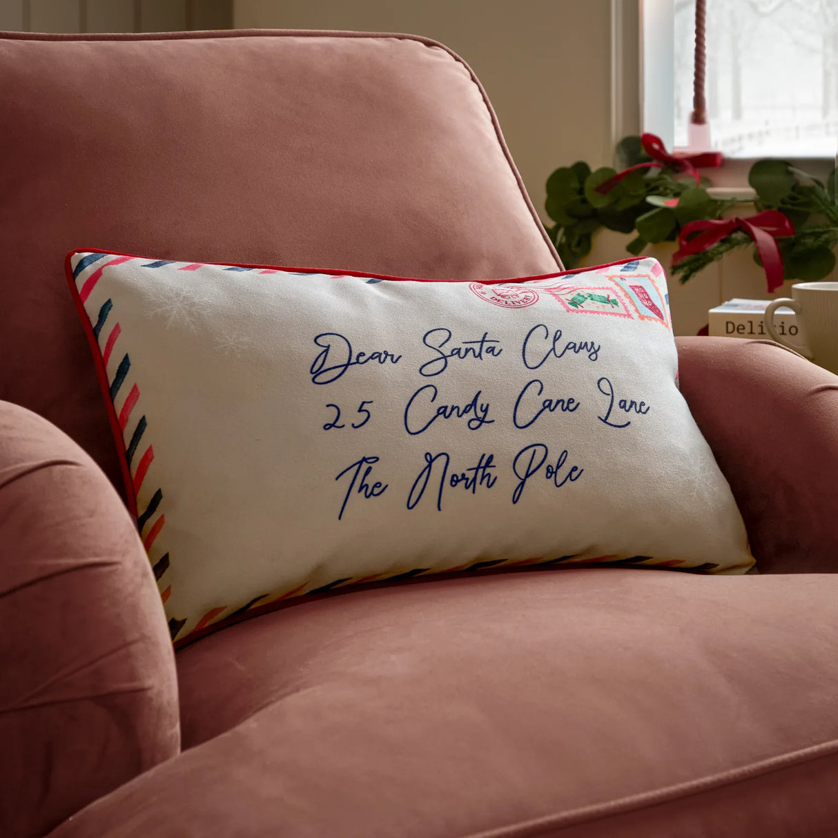 Dear Santa Printed Reversible Cushion Cover Multicolour 30 x 50cm - image 1