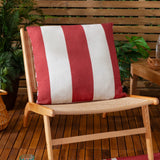 Deck Stripe Outdoor White / Red Cushion Cover or Filled Cushion 60cm x 60cm - additional product view 1