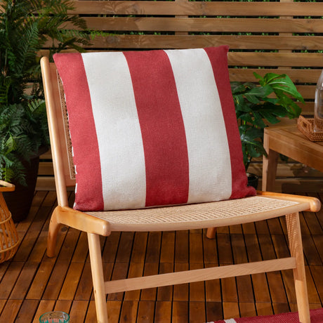 Deck Stripe Outdoor White / Red Cushion Cover or Filled Cushion 60cm x 60cm - additional product view 1