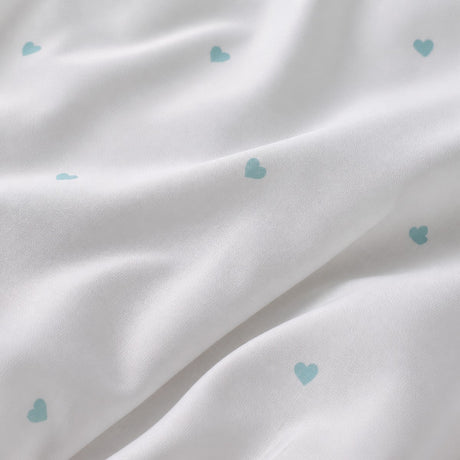 Macro close-up of the smooth Decorative Heart Duck Egg microfibre fabric
