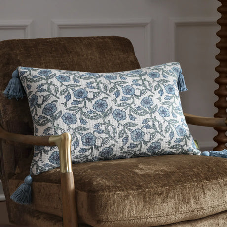 Delphine 100% Cotton Delph Blue Cushion Cover or Filled Cushion - additional product view 1