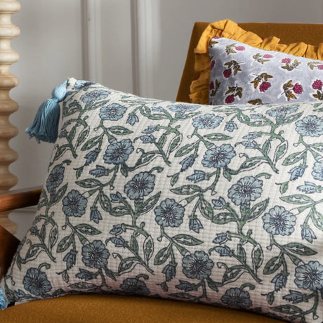 Delphine 100% Cotton Delph Blue Cushion Cover or Filled Cushion - additional product view 7