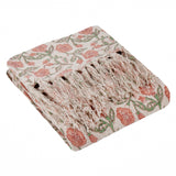 Delphine Tasselled Reversible Coral 100% Cotton Throw Blanket 130cm x 170cm - additional product view 2
