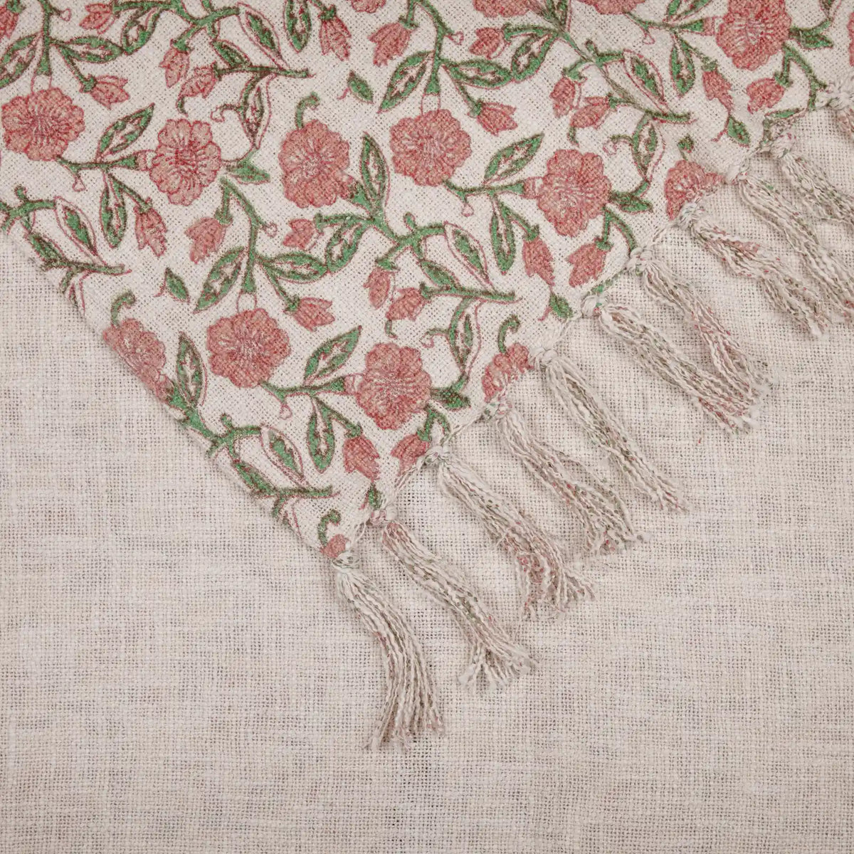 Delphine Tasselled Reversible Coral 100% Cotton Throw Blanket 130cm x 170cm - additional product view 4