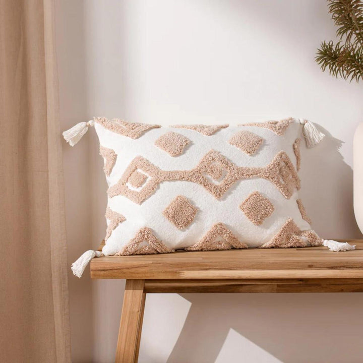 Dharma Natural Tufted Tasselled Cushion Cover - Ideal