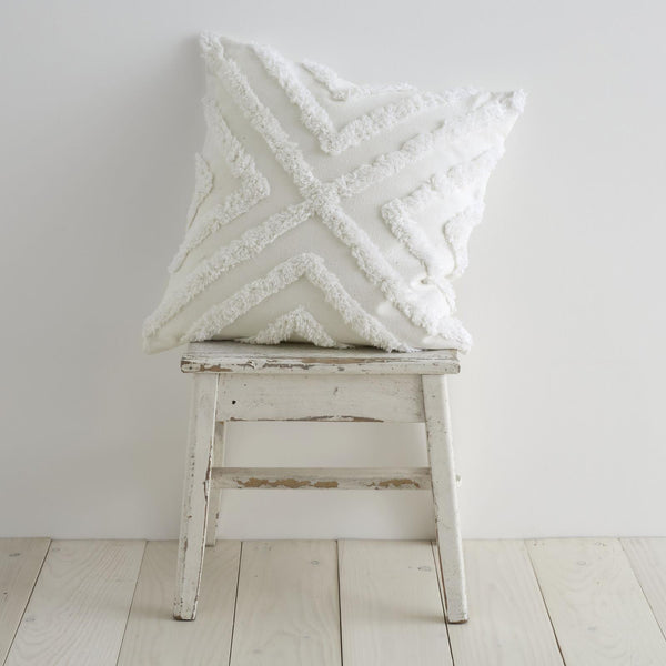Diamond Tufted Chalk White Cushion Cover 17" x 17" - Ideal