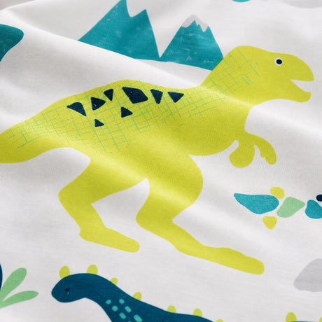 Macro close-up of the duvet cover fabric on the Dino Dinosaur Kids Reversible Duvet Cover Set