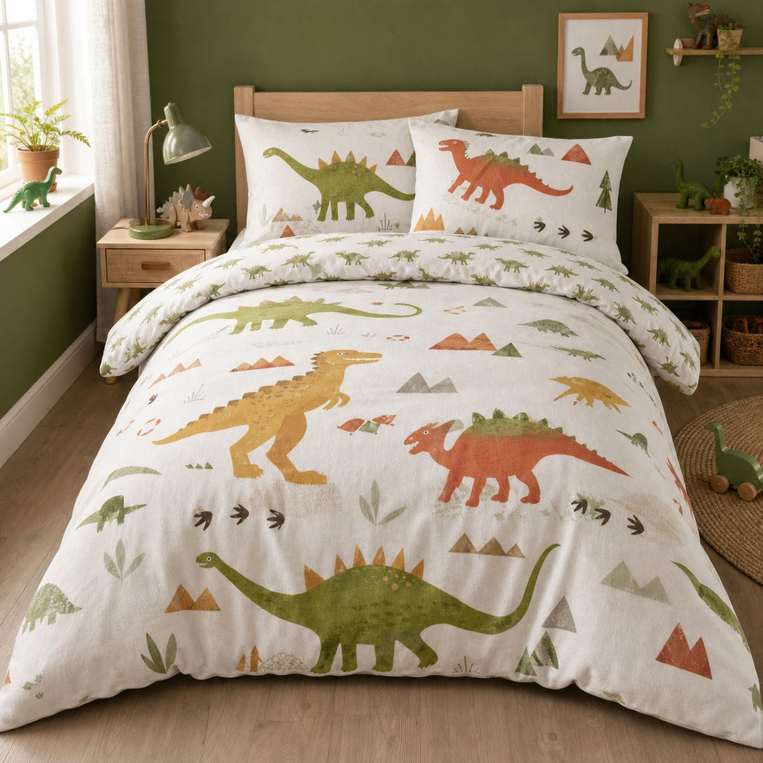 Dino Kids Brushed Cotton Duvet Cover Set