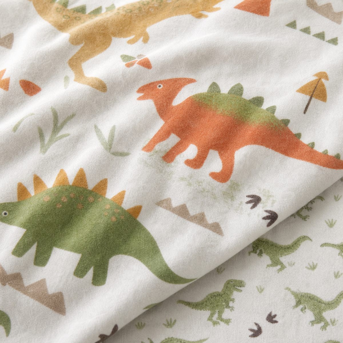 Macro close-up of the brushed cotton flannelette fabric on the Dino Kids Brushed Cotton Duvet Cover Set