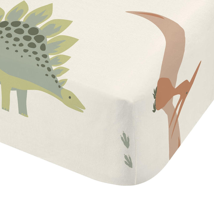 Dinosaurs Easy Care Natural Fitted Sheet - Ideal