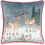 Ditsy Festive Reindeer Velvet Piped Cushion Cover Multi 45 x 45cm - image 2