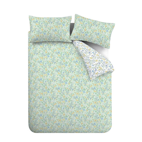 Bianca Ditsy Floral 200 Thread Count Cotton Reversible Duvet Cover Set with Pillowcase Green