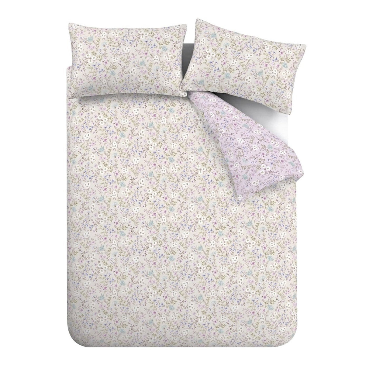 Bianca Ditsy Floral 200 Thread Count Cotton Reversible Duvet Cover Set with Pillowcase Lilac