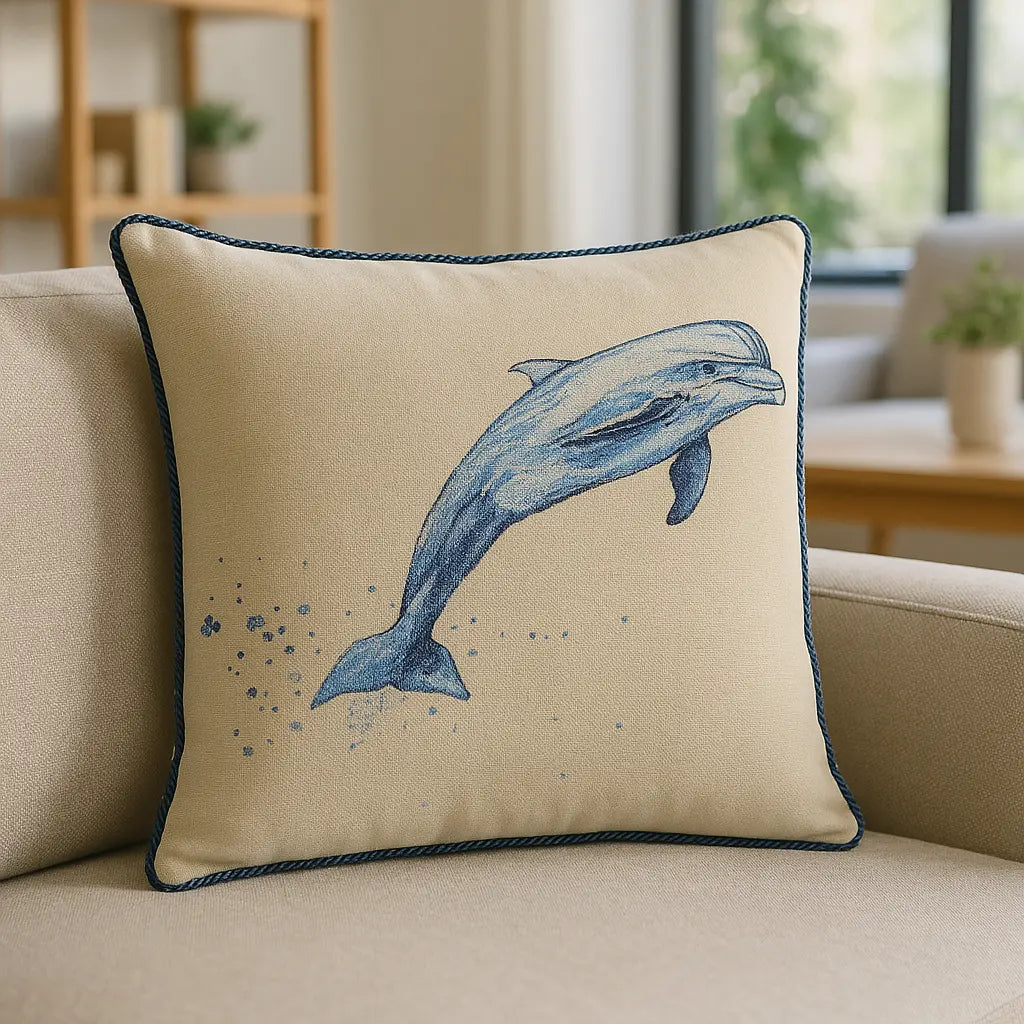 Tapestry Velvet Cushion Cover 45cm x 45cm - Dolphin