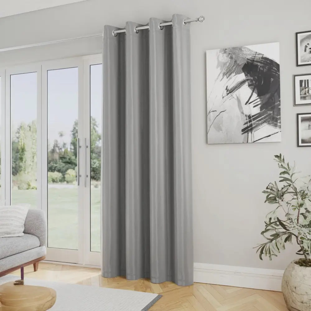 Supersoft Lined Eyelet Grey Thermal Dimout Door Curtain s