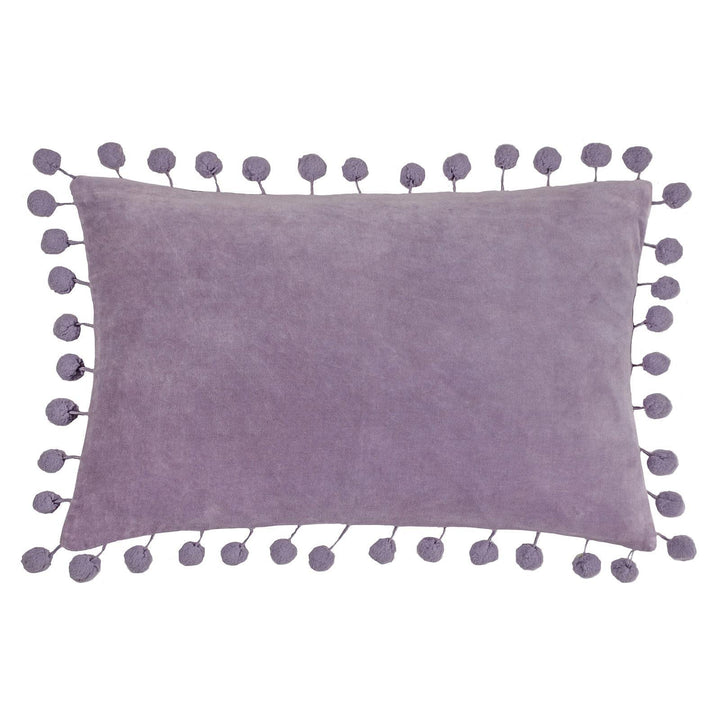 Dora Lilac Pom Pom Velvet Cushion Cover 12" x 20" - Ideal