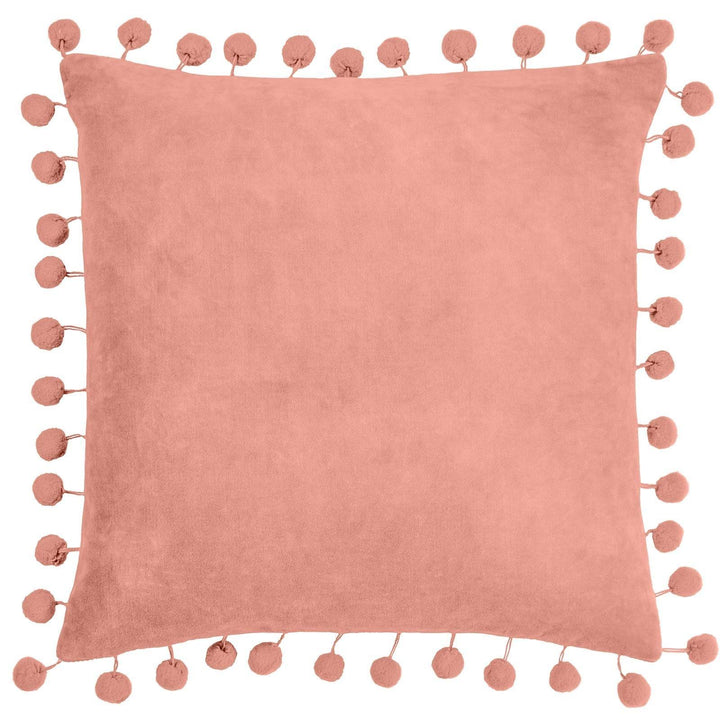 Dora Pale Pink Pom Pom Velvet Cushion Cover 18" x 18" - Ideal