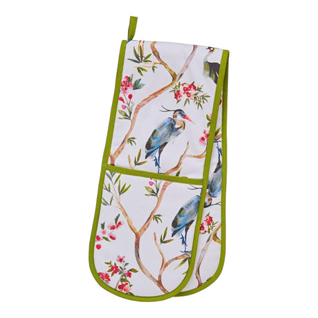 Oriental Birds Luxury Cotton Double Oven Glove Oven Gloves Ulster Weavers   