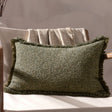 Doze Woven Fringed Cushion Cover Moss 40 x 60cm - image 1