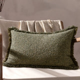 Doze Woven Fringed Cushion Cover Moss 40 x 60cm - image 1