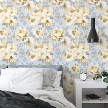 Catherine Lansfield Dramatic Floral Wallpaper Ochre
