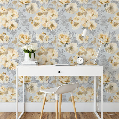 Catherine Lansfield Dramatic Floral Wallpaper Ochre