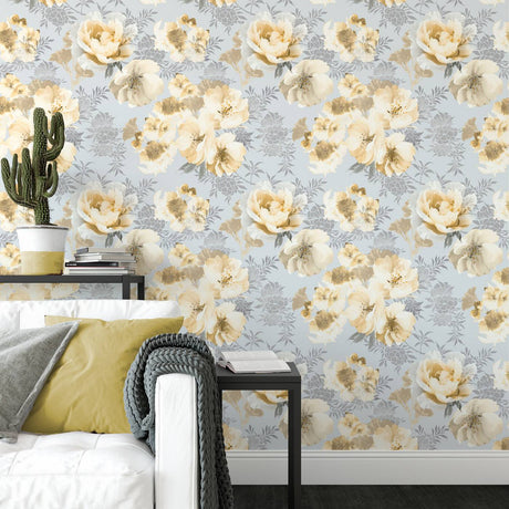 Catherine Lansfield Dramatic Floral Wallpaper Ochre