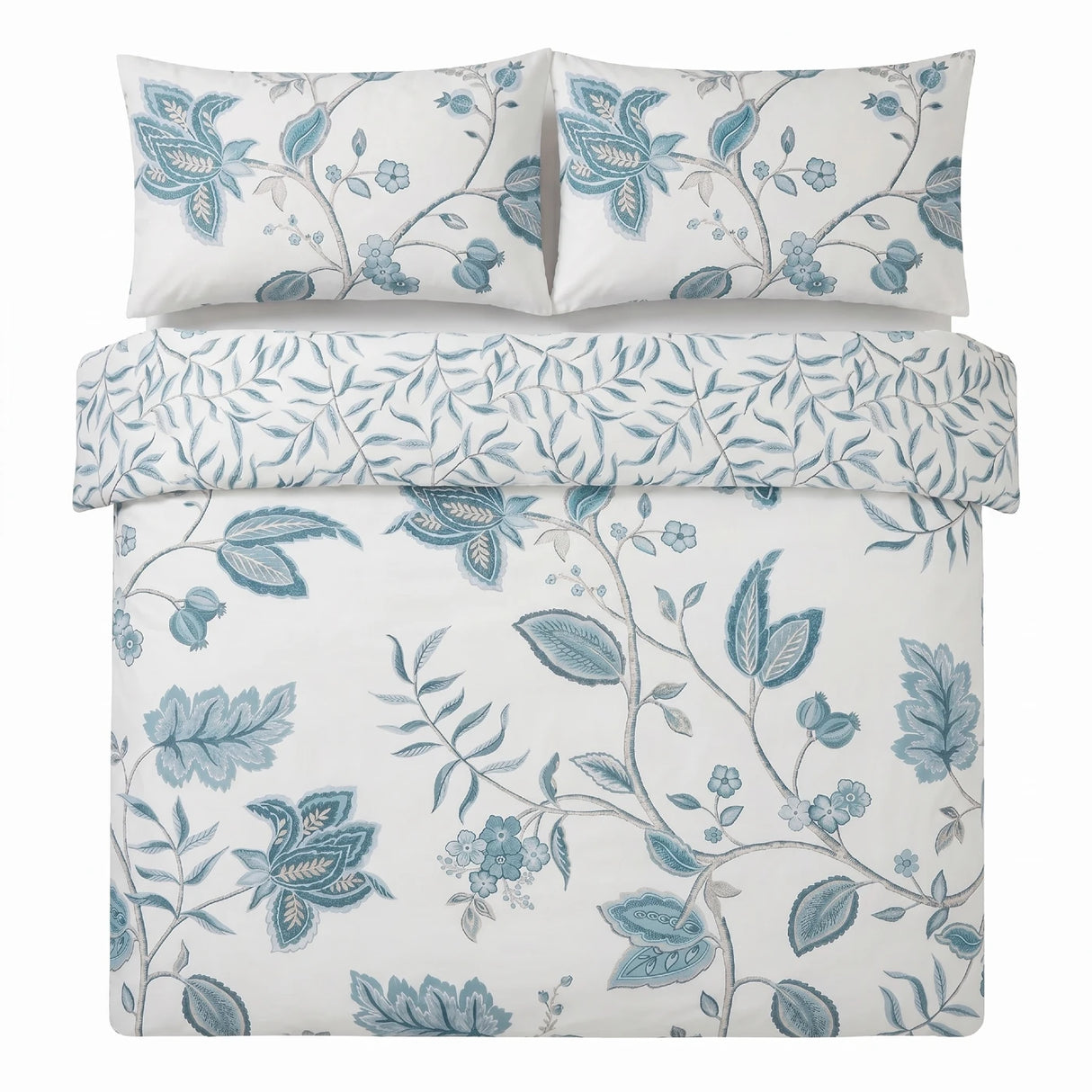 Samira Floral Teal Polycotton Duvet Cover Set 2