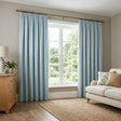 Galaxy Dim Out Woven Thermal Pencil Pleat Curtains - Duck Egg