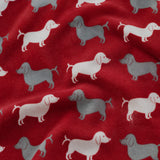 Macro close-up of the red fabric on the Dudley Love Brushed Cotton Flannelette Duvet Cover Set