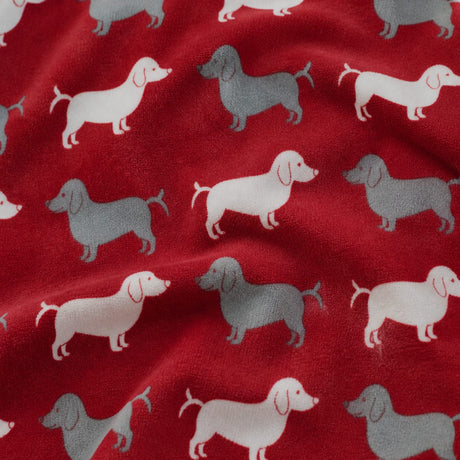 Macro close-up of the red fabric on the Dudley Love Brushed Cotton Flannelette Duvet Cover Set