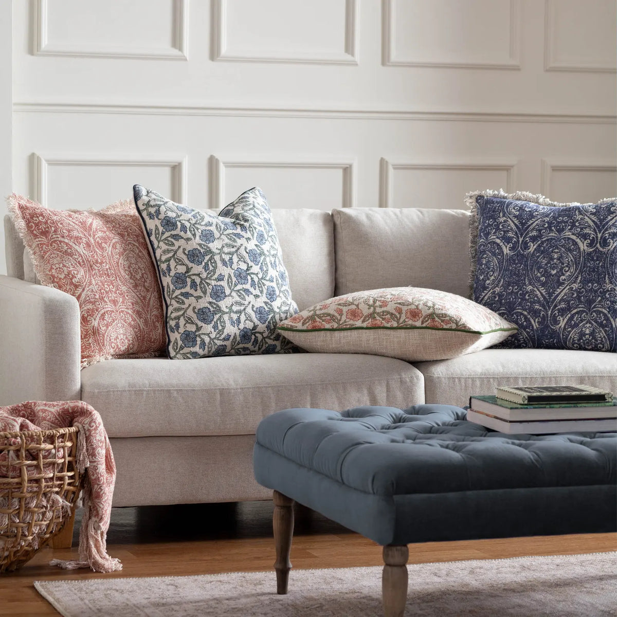 Durelle 100% Cotton Delph Blue Cushion Cover or Filled Cushion 50cm x 50cm - additional product view 6
