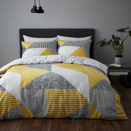 Catherine Lansfield Larsson Geo Duvet Cover Set - Ochre